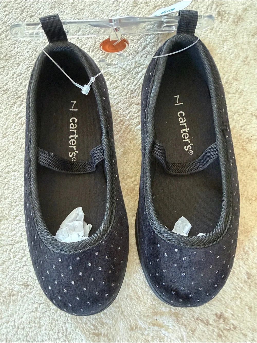Carter's Black Glitter Dot Girls Ballet Flats